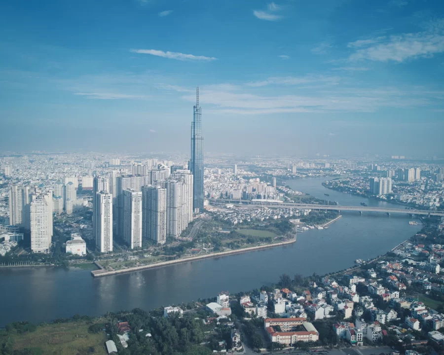 Sông Sài Gòn uốn lượn qua khu Đông TP.HCM nhìn từ trên cao