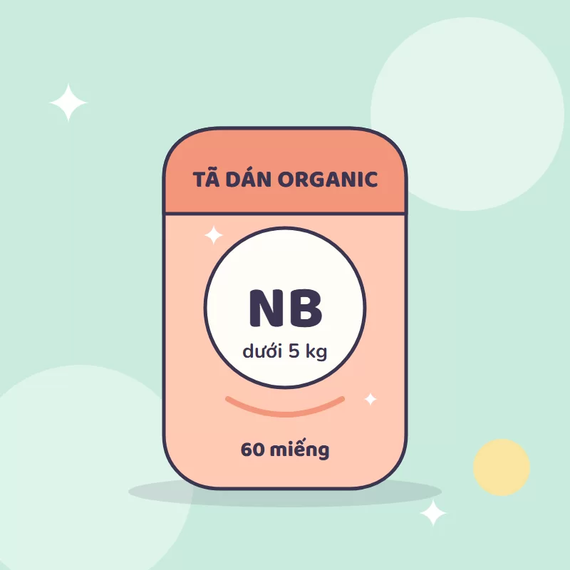 Minh hoạ sản phẩm: Tã dán organic Newborn 60 miếng (dưới 5 kg)