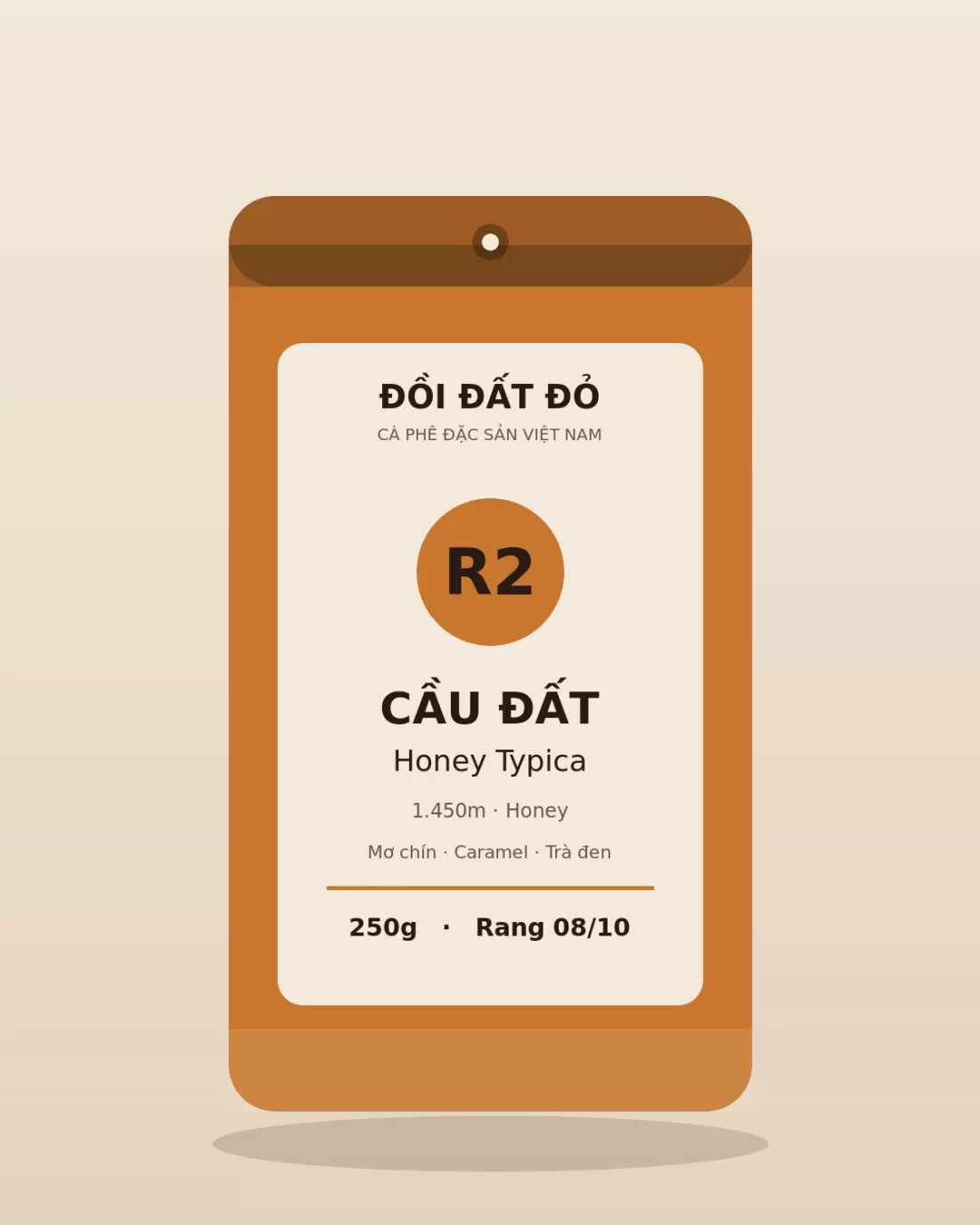 Arabica Cầu Đất Honey Typica — túi cà phê Sáng – vừa