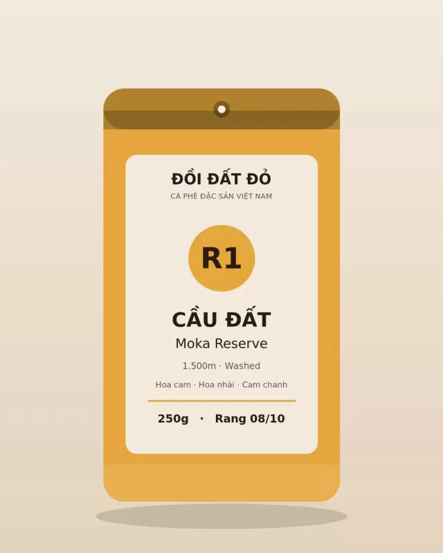 Arabica Cầu Đất Moka Reserve — túi cà phê Rang sáng 250g