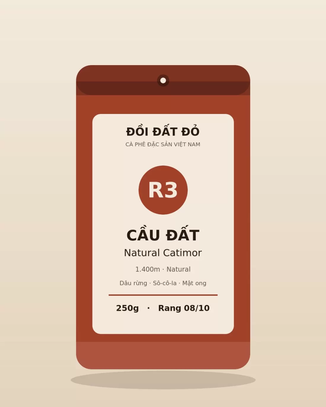 Arabica Cầu Đất Natural Catimor — túi cà phê Rang vừa