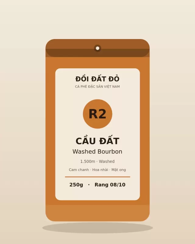 Arabica Cầu Đất Washed Bourbon — túi cà phê Sáng – vừa 250g