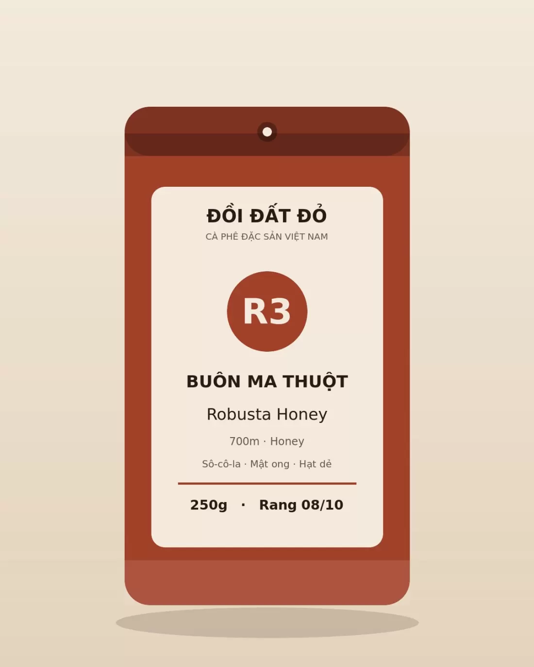 Robusta Honey Buôn Ma Thuột — túi cà phê Rang vừa