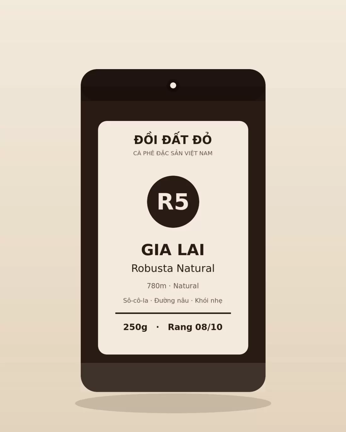 Robusta Natural Gia Lai — túi cà phê Rang đậm