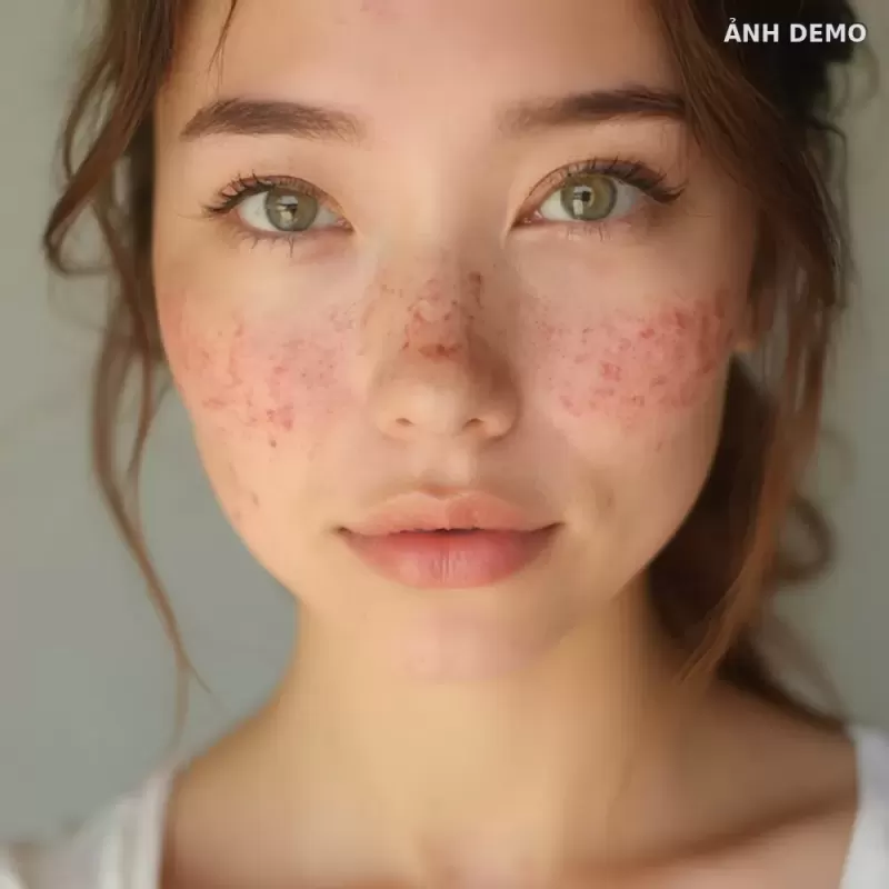 Trước điều trị — Mụn nội tiết vùng cằm, kèm thuốc theo đơn (ảnh minh hoạ demo)