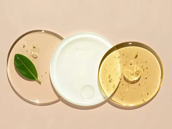 Các mẫu kết cấu serum và gel trên đĩa trong