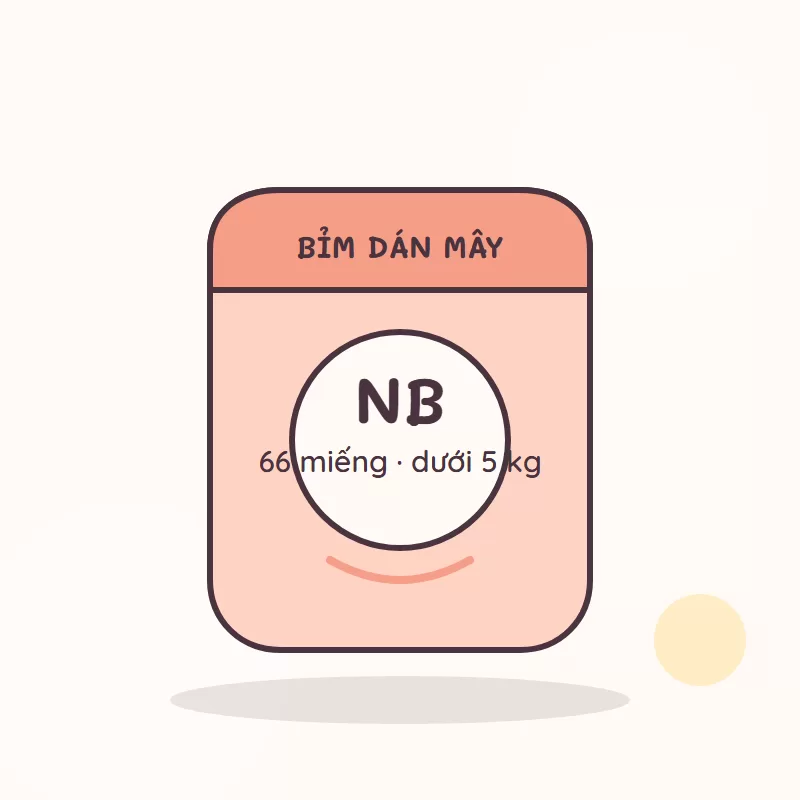 Minh hoạ sản phẩm: Bỉm dán Mây Newborn (dưới 5 kg) 66 miếng