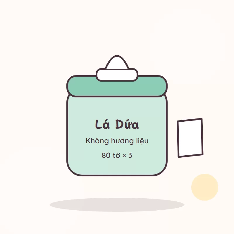 Minh hoạ sản phẩm: Khăn ướt Lá Dứa không hương liệu (3 gói × 80 tờ)