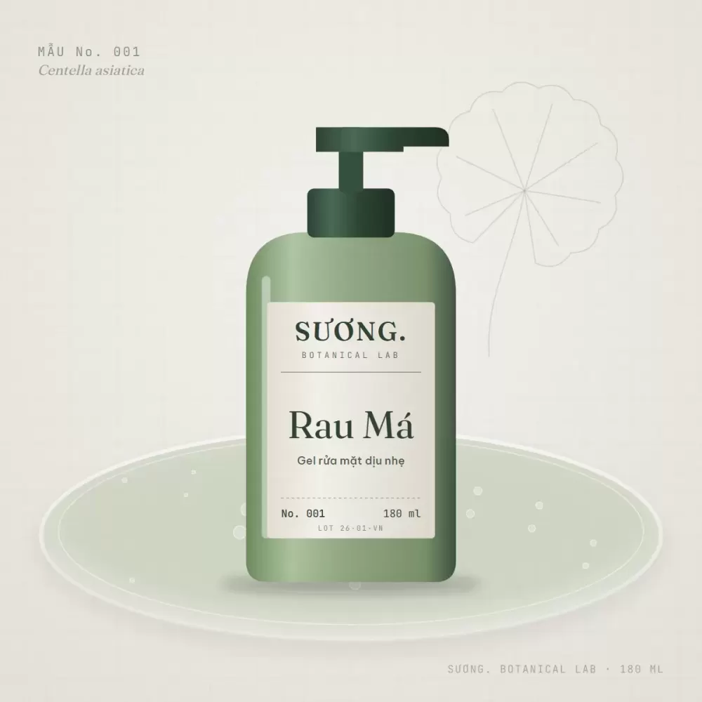 Gel rửa mặt Rau Má pH 5.5 180 ml — chai mẫu No. 001 trên đĩa thạch
