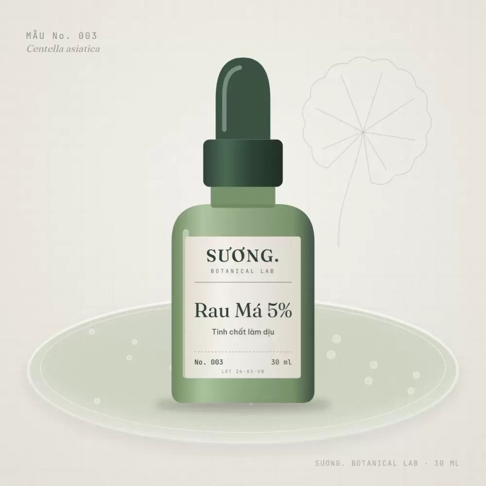 Tinh chất Rau Má 5% + Madecassoside 30 ml — chai mẫu No. 003 trên đĩa thạch