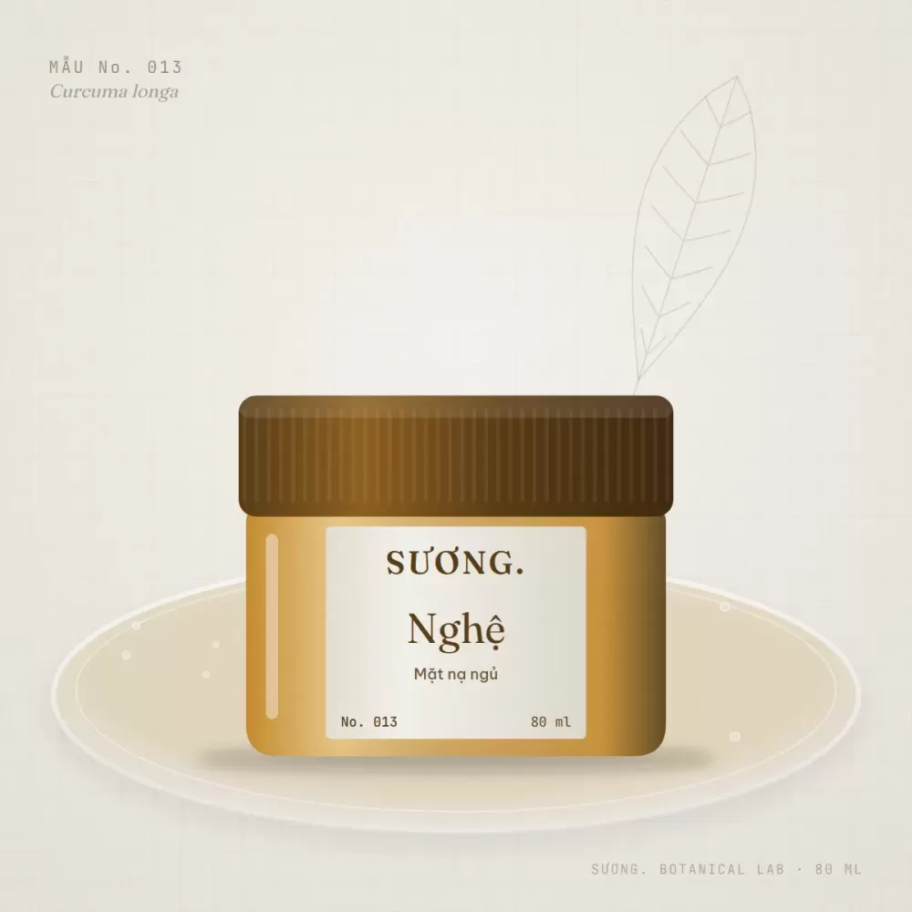 Mặt nạ ngủ Nghệ Hưng Yên 80 ml — chai mẫu No. 013 trên đĩa thạch