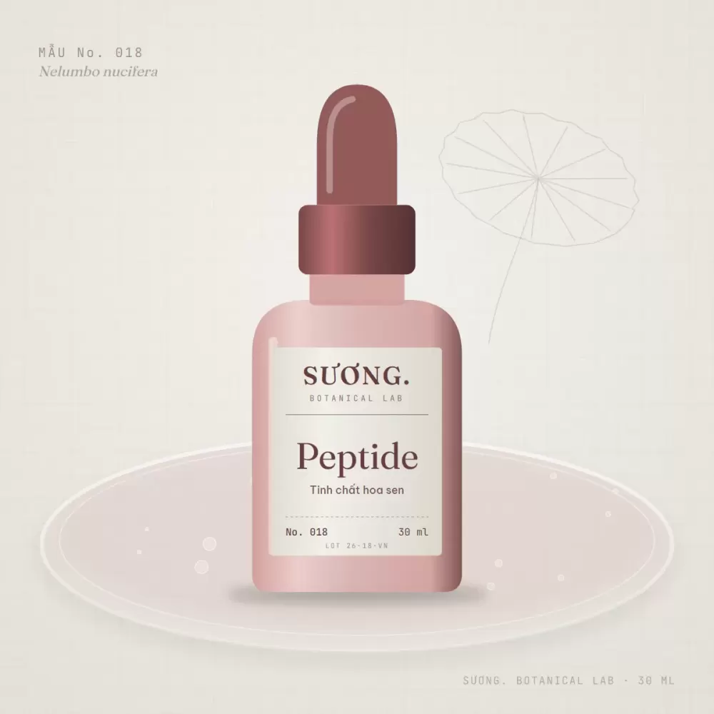 Tinh chất Peptide Hoa Sen 30 ml — chai mẫu No. 018 trên đĩa thạch
