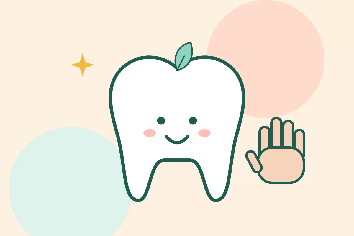 Minh hoạ chiếc răng mỉm cười và bàn tay giơ lên ra hiệu dừng