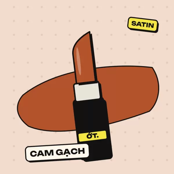 Son thỏi satin Ớt Chín, màu Cam Gạch (cam gạch ấm, hiện đại, nịnh da ngăm.)