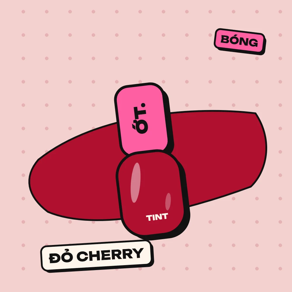 Son tint bóng Ớt Ngọt, màu Đỏ Cherry (đỏ cherry bóng, sang chảnh khi lên đèn.)