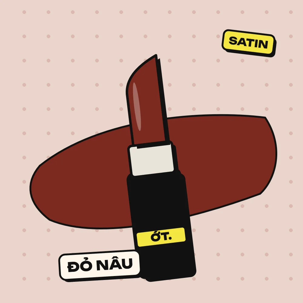 Son thỏi satin Ớt Chín, màu Đỏ Nâu (đỏ nâu trầm ấm, cá tính mà vẫn)