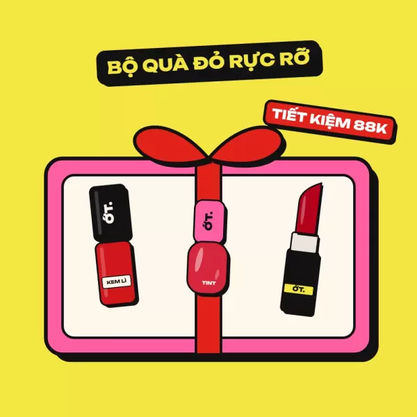 Bộ quà Đỏ Rực Rỡ — hộp quà kèm son ỚT.