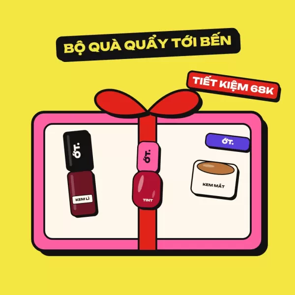 Bộ quà Quẩy Tới Bến — hộp quà kèm son ỚT.