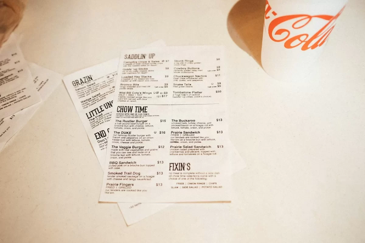 Menu A4 quán ăn Mộc – ảnh mẫu in (minh hoạ)