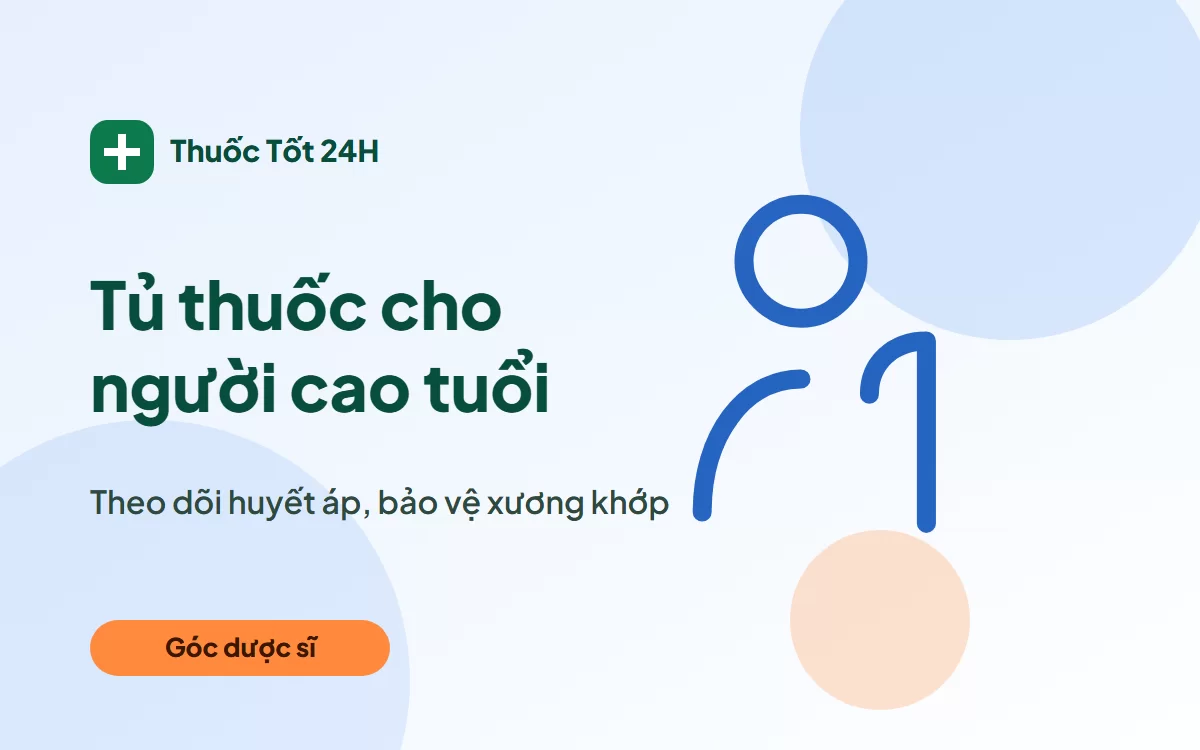 Minh họa Tủ thuốc cho người cao tuổi: chăm sóc xương khớp, theo dõi huyết áp