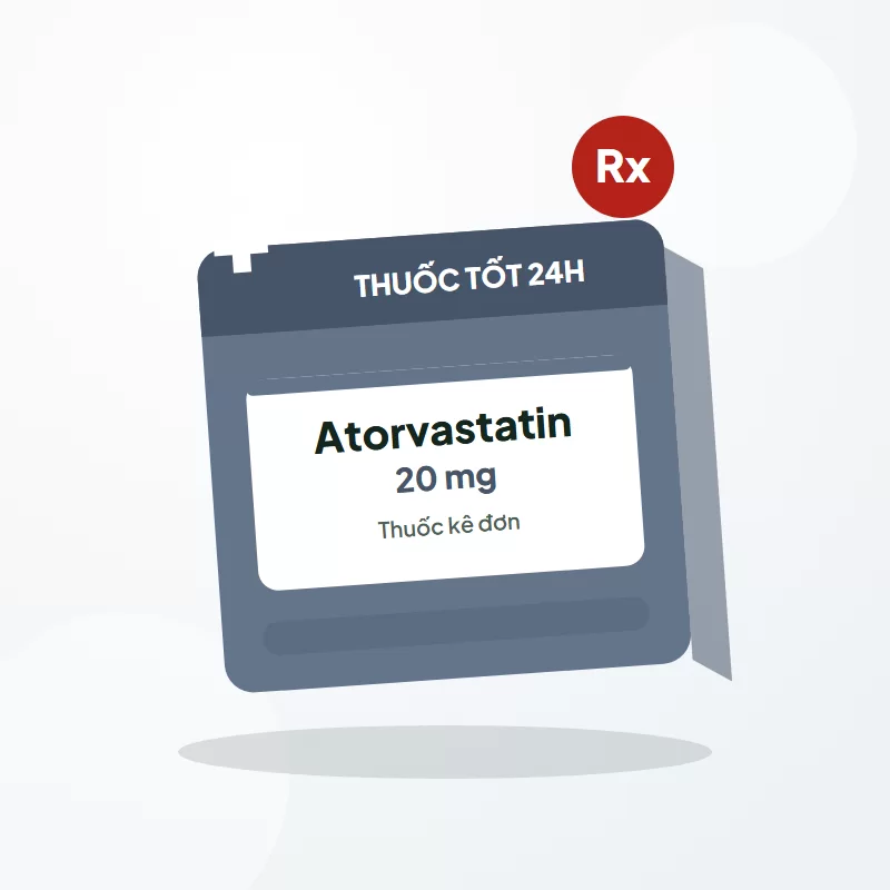 Atorvastatin 20mg (thuốc kê đơn) – Hộp 3 vỉ × 10 viên tại Thuốc Tốt 24H