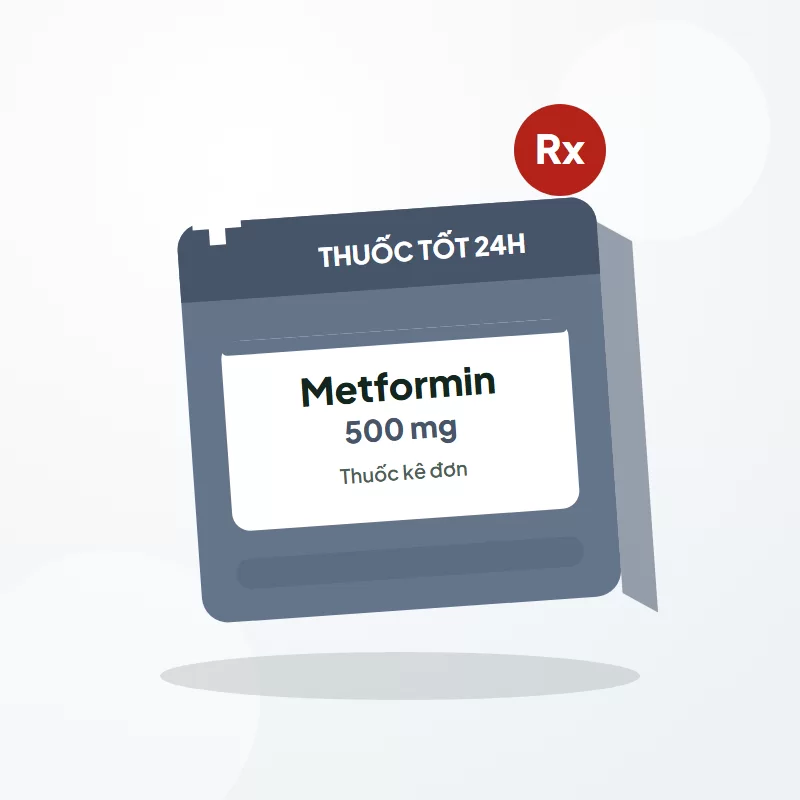 Metformin 500mg (thuốc kê đơn) – Hộp 10 vỉ × 10 viên tại Thuốc Tốt 24H
