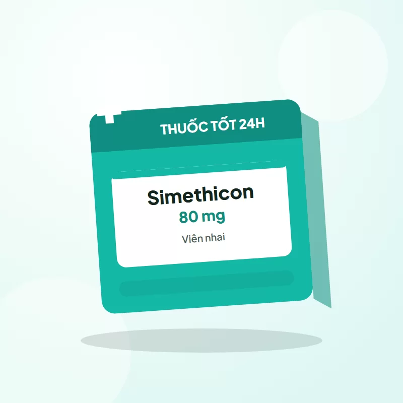 Simethicon 80mg viên nhai – Hộp 3 vỉ × 10 viên tại Thuốc Tốt 24H