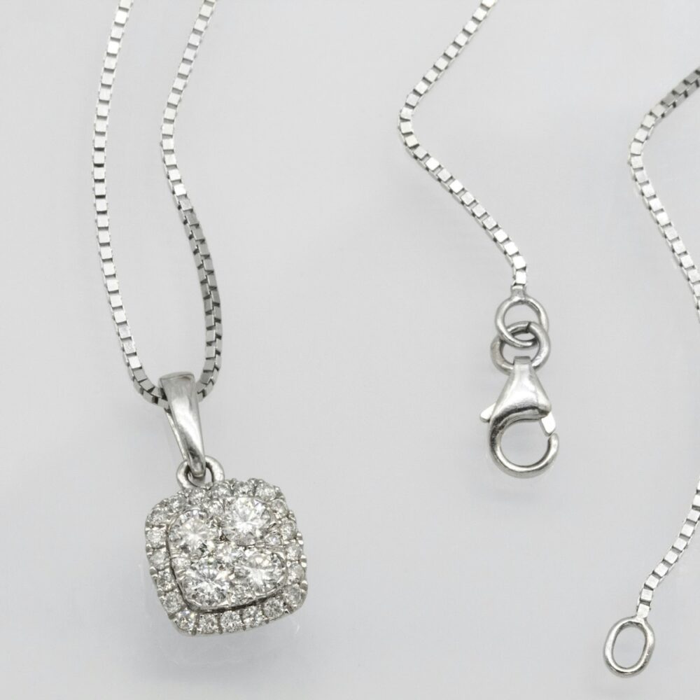 Dây chuyền vàng trắng 18K kim cương Giọt Sương – ảnh sản phẩm