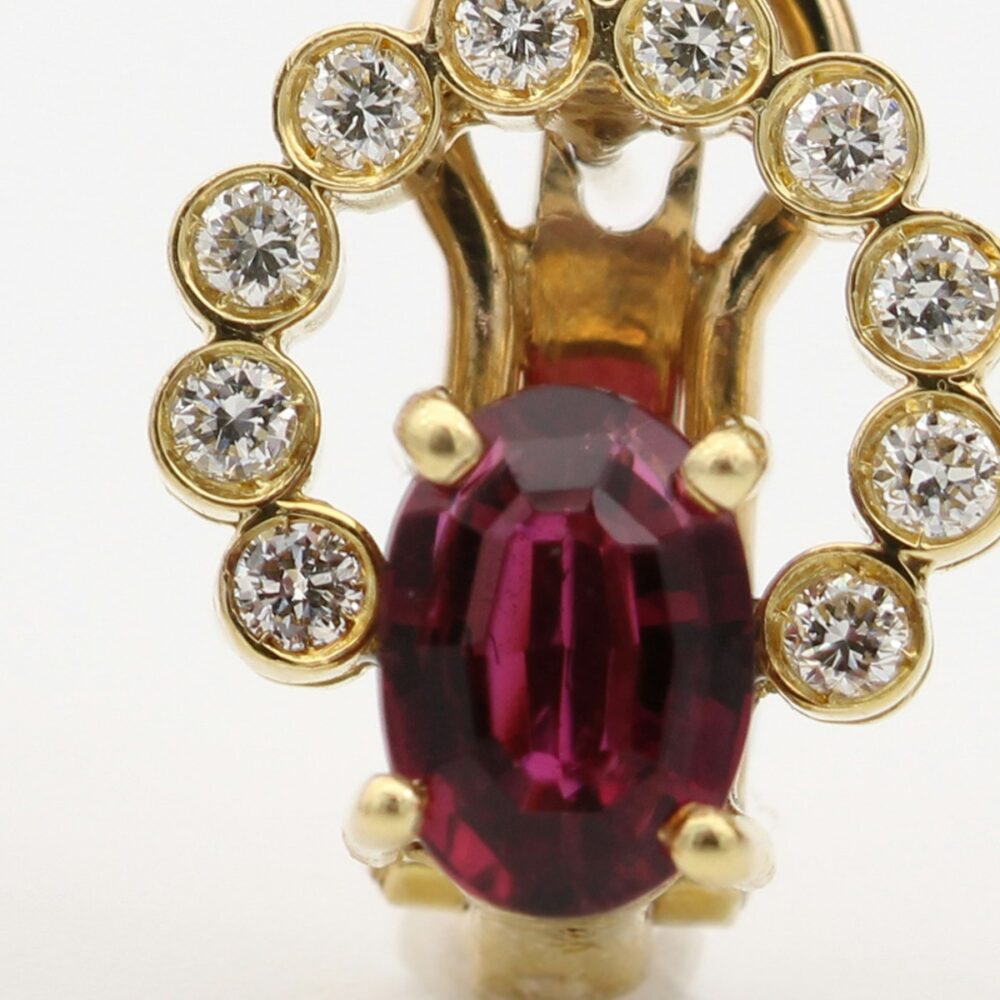Bông tai vàng 18K Ruby Hồng Hạc – cận cảnh macro