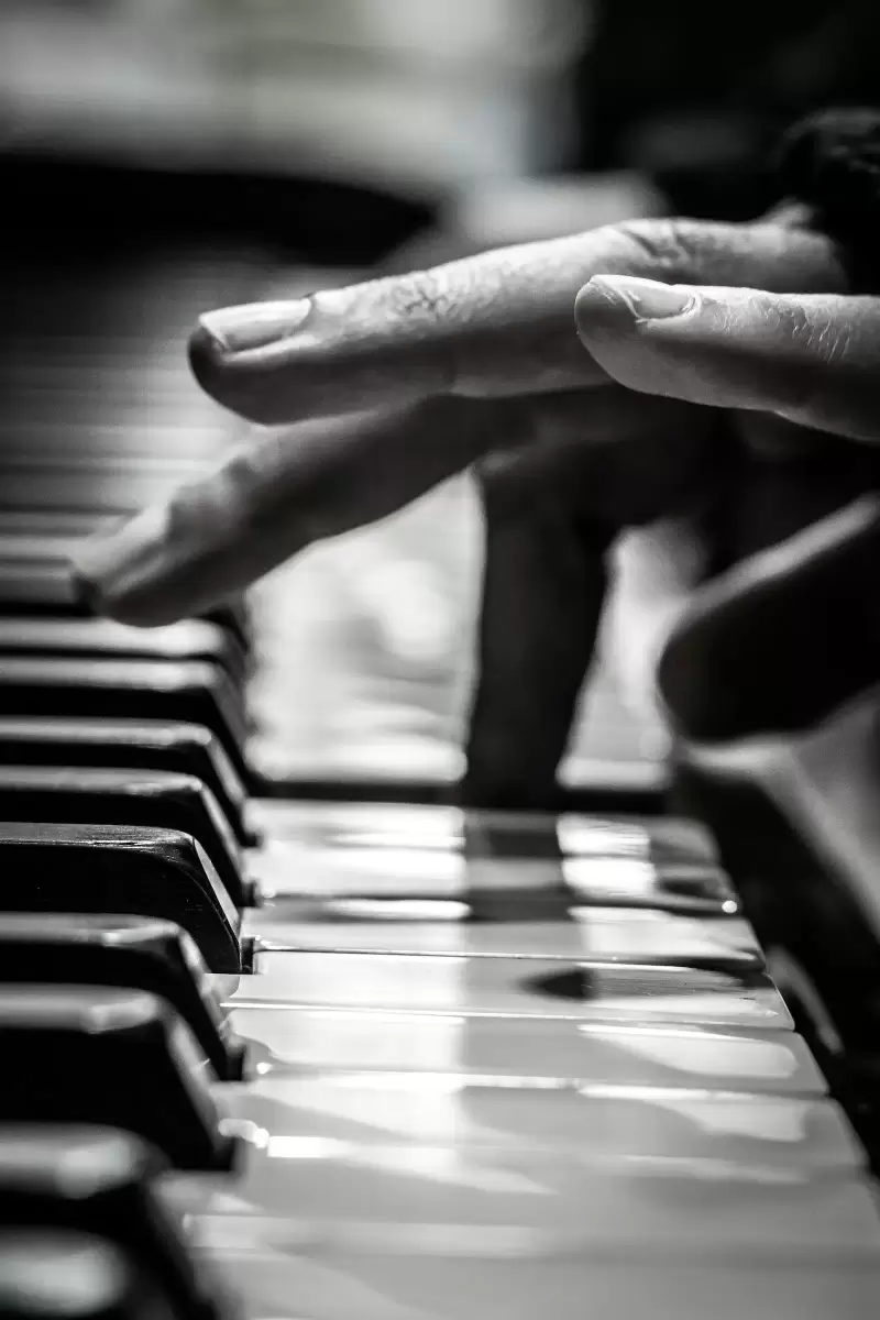 Đôi bàn tay lướt trên phím đàn piano
