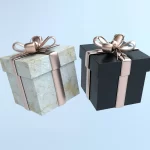 Hai hộp quà đen và trắng thắt nơ màu hồng đồng